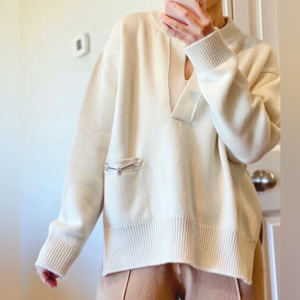 Authentic HERMES Cashmere Knit Sweater Pullover Top Clothes FR38